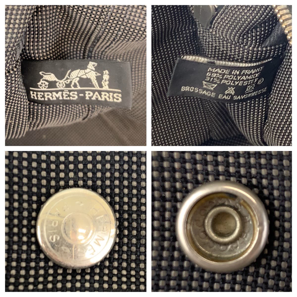 HERMES エルメス エールライン MM グレー シルバー金具 キャンバス トートバッグ 男女兼用  レディース