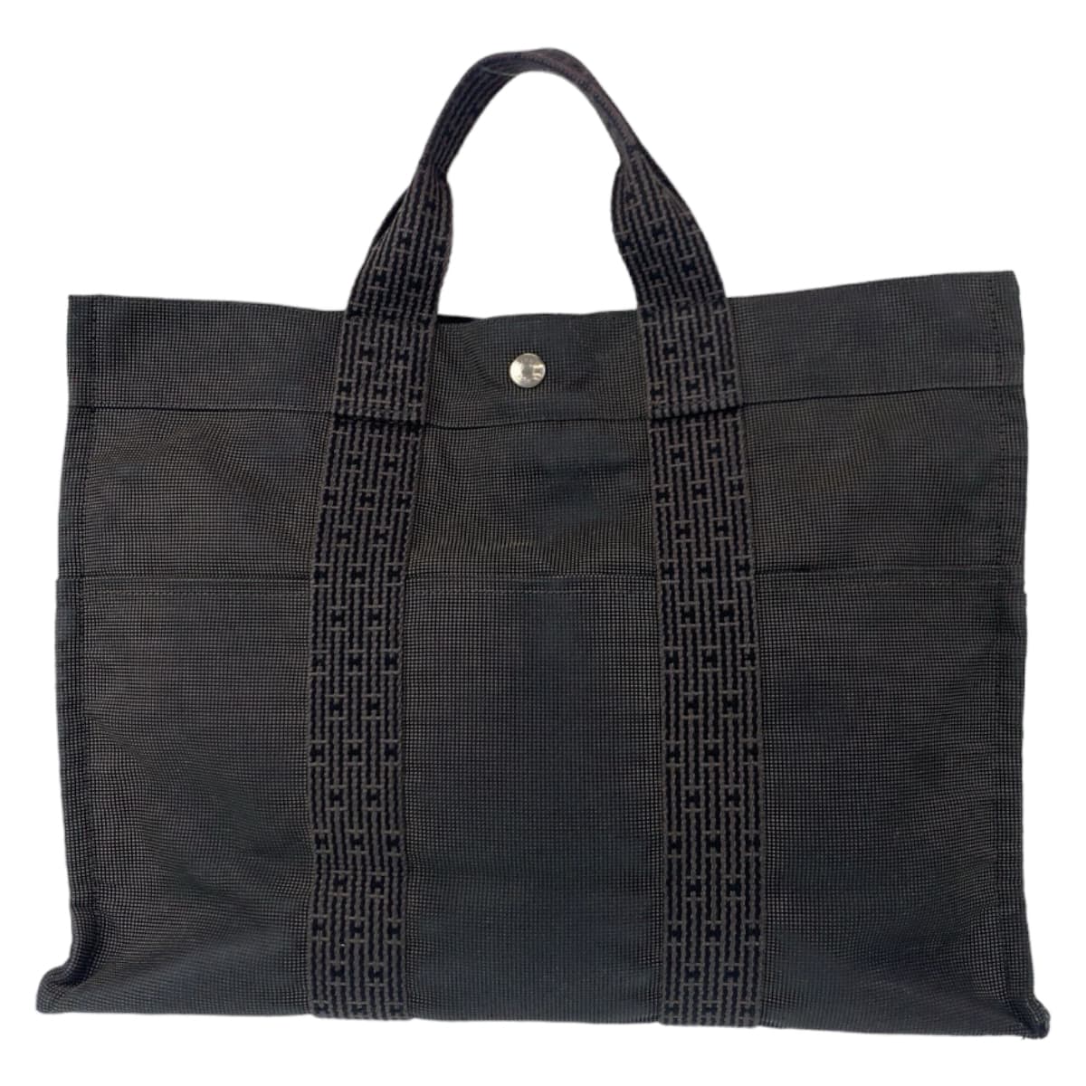 HERMES エルメス エールライン MM グレー シルバー金具 キャンバス トートバッグ 男女兼用  レディース