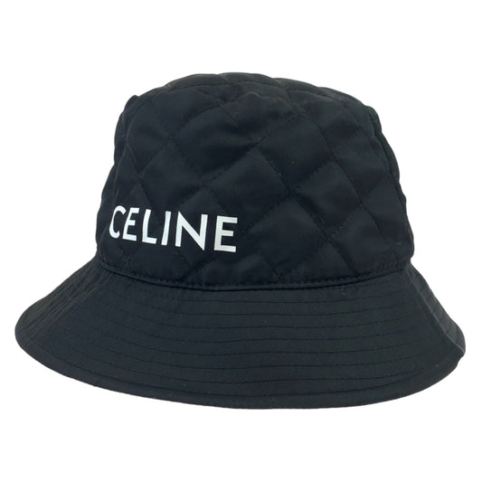 CELINE セリーヌ ロゴ キルティング バケットハット サイズS ブラック 黒 オレンジ ナイロン 2AUB0930C バケットハット ハット  レディース