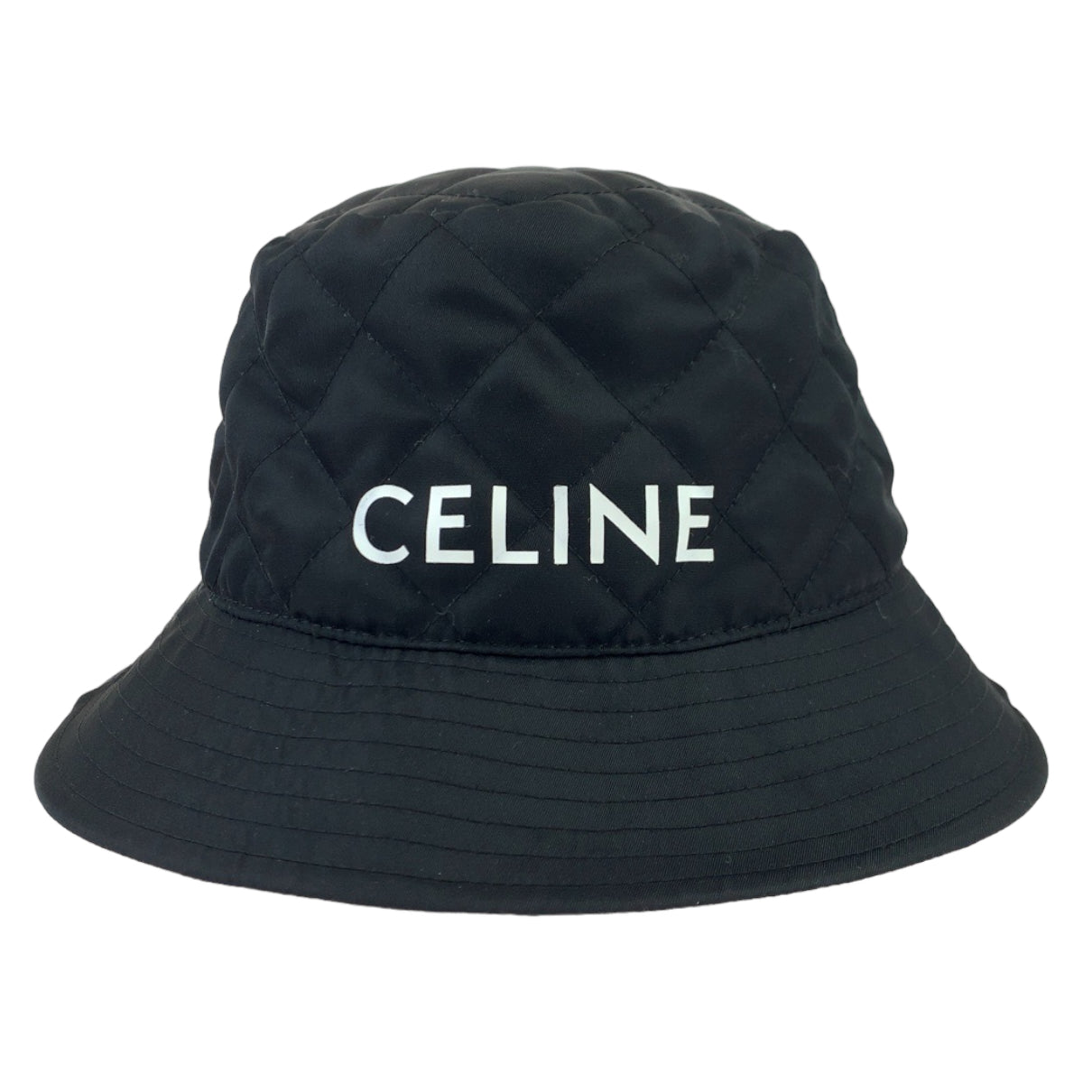 CELINE セリーヌ ロゴ キルティング バケットハット サイズS ブラック 黒 オレンジ ナイロン 2AUB0930C バケットハット ハット  レディース