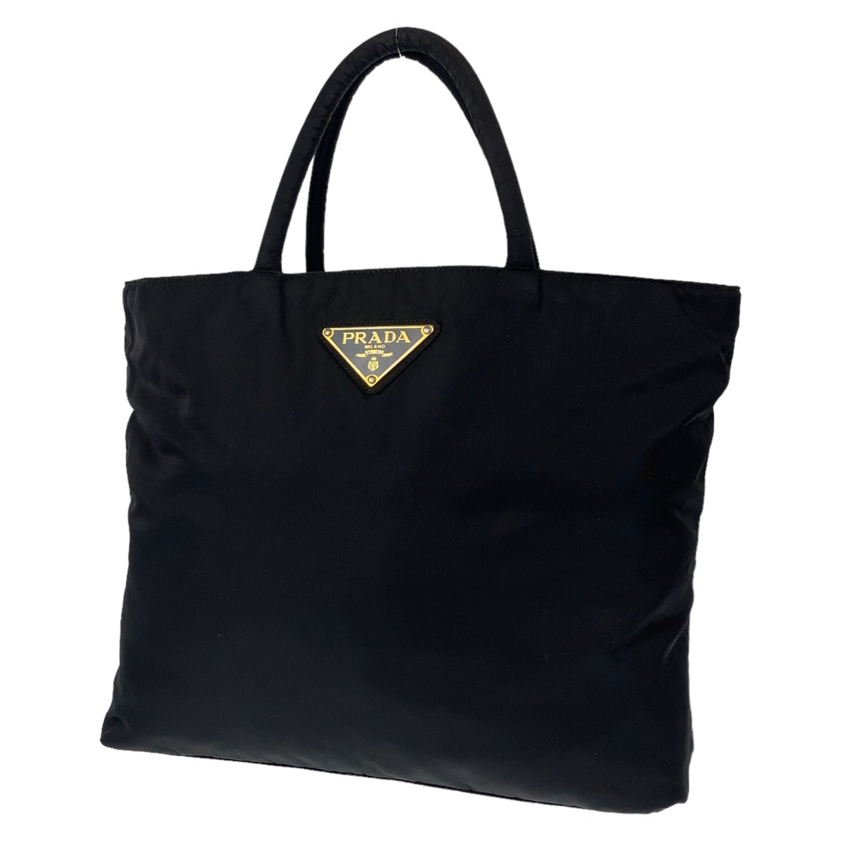PRADA Prada Tessuto Triangle Logo Plate Black Gold Hardware Nylon Tote Bag Handbag Women's
