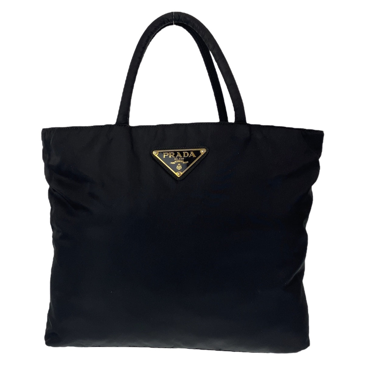 PRADA Prada Tessuto Triangle Logo Plate Black Gold Hardware Nylon Tote Bag Handbag Women's