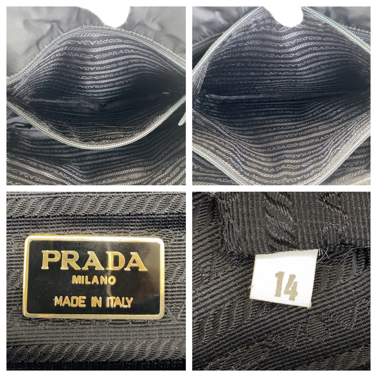 PRADA Prada Tessuto Triangle Logo Plate Black Gold Hardware Nylon Tote Bag Handbag Women's