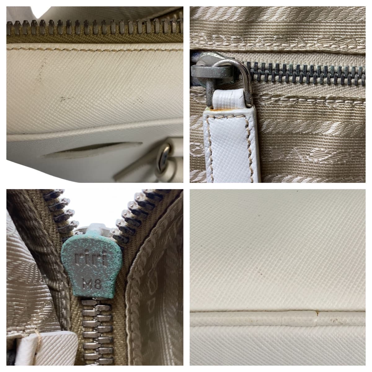 PRADA Saffiano Triangle Logo Plate White Silver Hardware Leather Shoulder Bag for Women