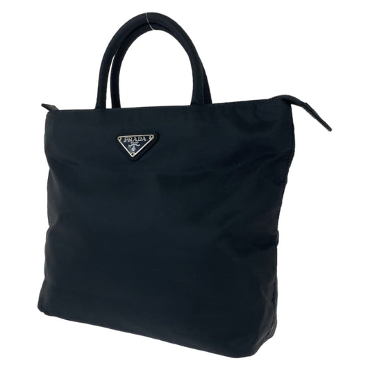PRADA Prada Tessuto Triangle Logo Plate Black Nylon Handbag Tote Bag Women's
