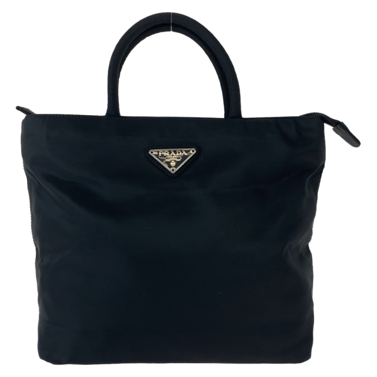 PRADA Prada Tessuto Triangle Logo Plate Black Nylon Handbag Tote Bag Women's