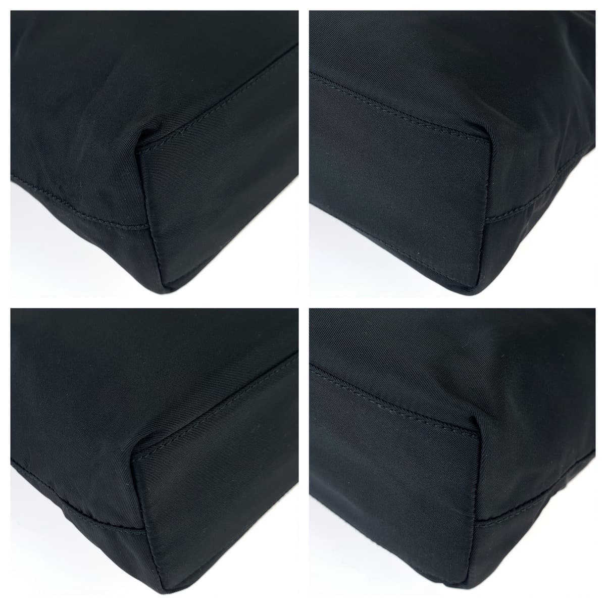 PRADA Prada Tessuto Triangle Logo Plate Black Nylon Handbag Tote Bag Women's