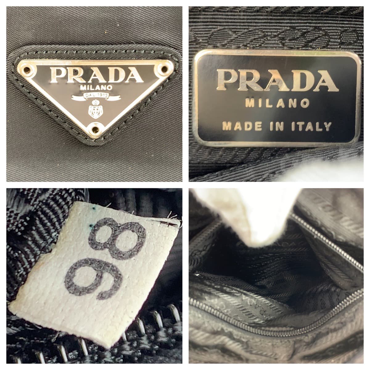 PRADA Prada Tessuto Triangle Logo Plate Black Nylon Handbag Tote Bag Women's