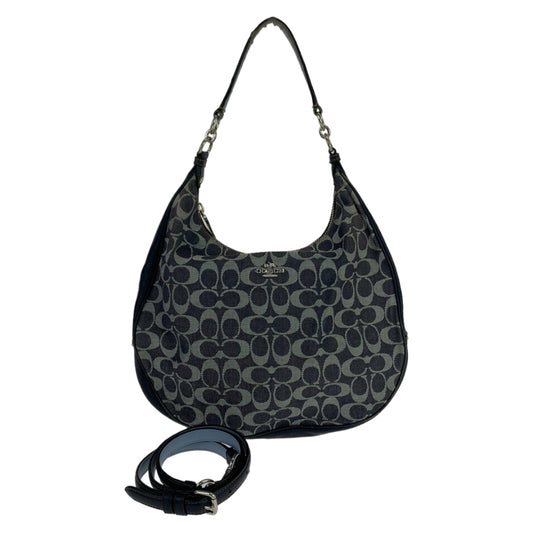 COACH コーチ シグネチャー ホーボー ネイビー シルバー金具 キャンバス ショルダーバッグ 斜め掛け  レディース
