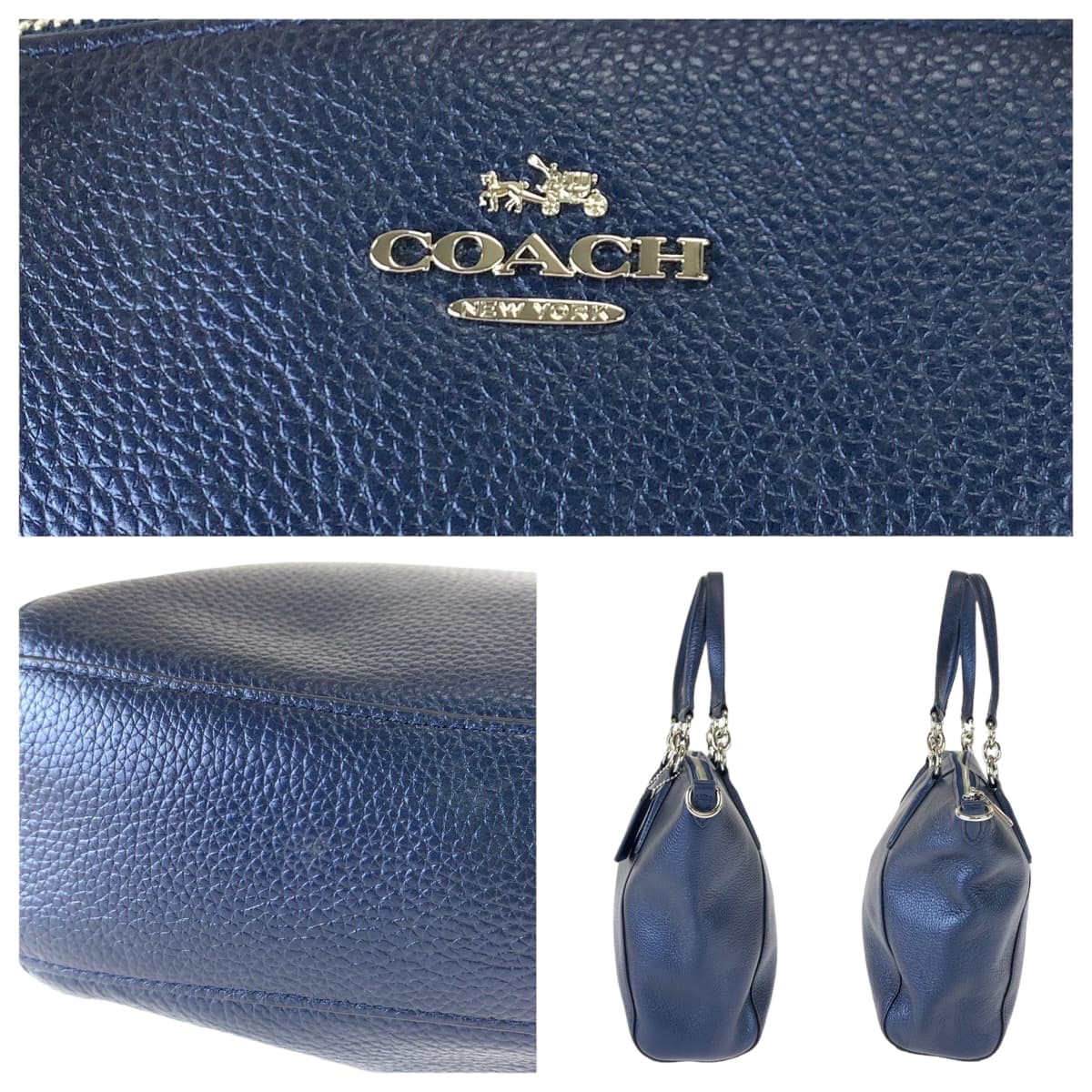 COACH コーチ マディソン ネイビー レザー 56127 ショルダーバッグ ハンドバッグ 2way  レディース