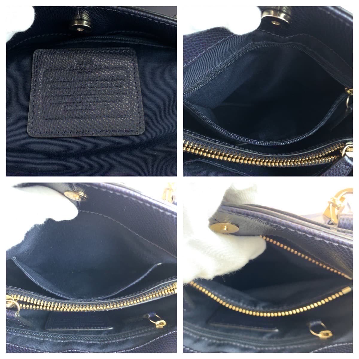 COACH コーチ マディソン ネイビー レザー ショルダーバッグ ハンドバッグ 2way  レディース