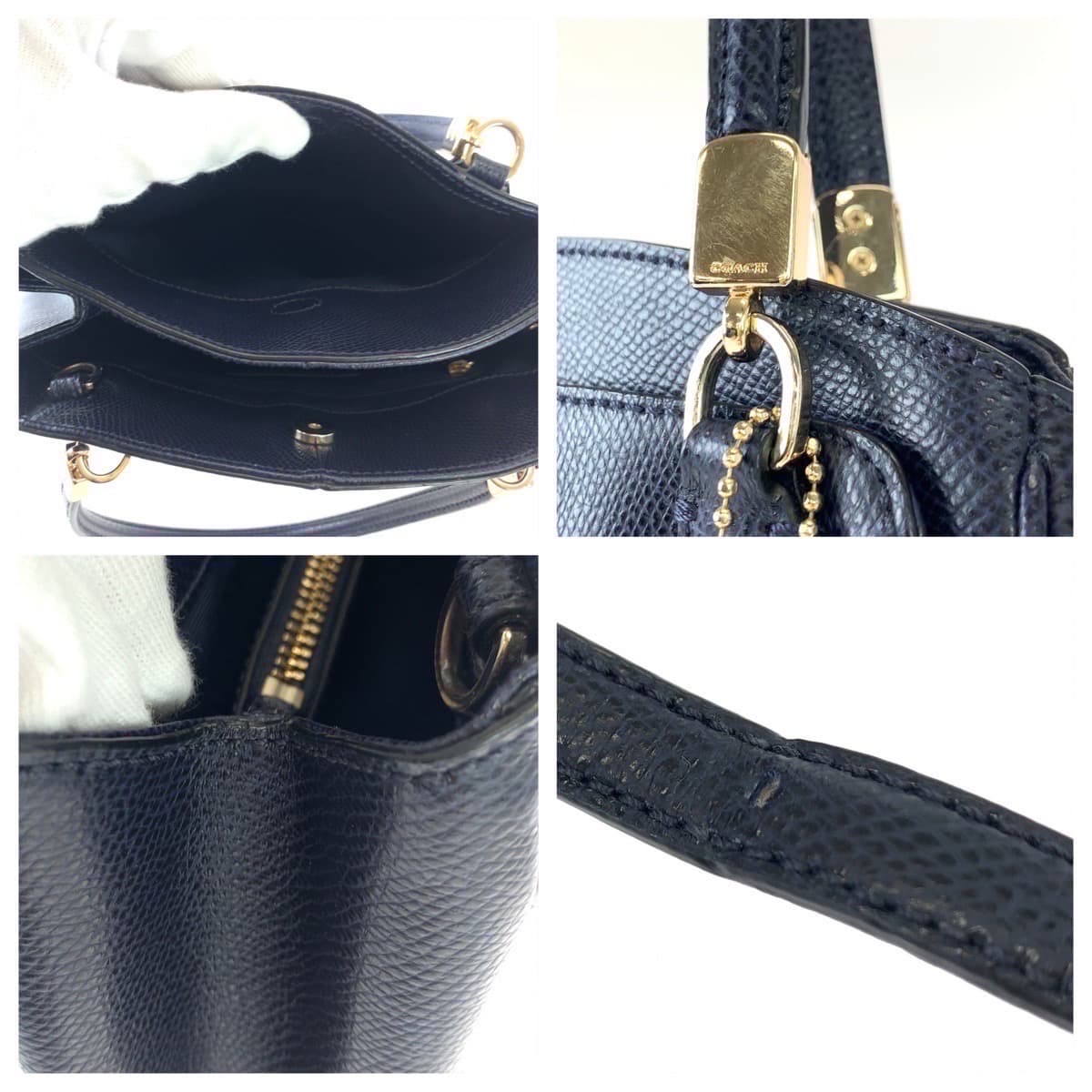 COACH コーチ マディソン ネイビー レザー ショルダーバッグ ハンドバッグ 2way  レディース