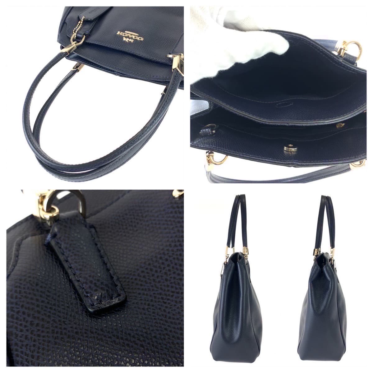 COACH コーチ マディソン ネイビー レザー ショルダーバッグ ハンドバッグ 2way  レディース
