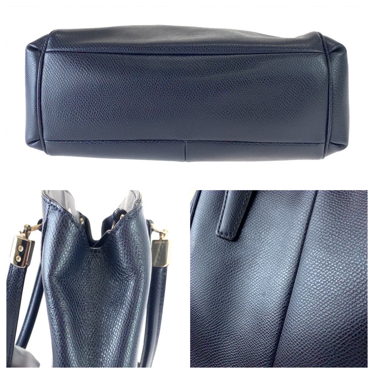COACH コーチ マディソン ネイビー レザー ショルダーバッグ ハンドバッグ 2way  レディース