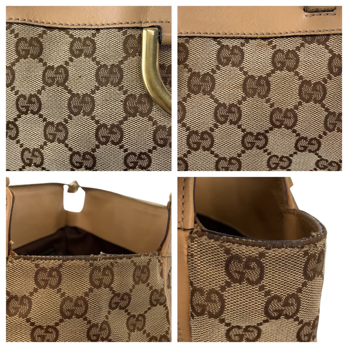10626
GUCCI グッチ アビー ベージュ ブラウン ゴールド金具 GGキャンバス / レザー 189831 トートバッグ ショルダーバッグ ハンドバッグ  レディース