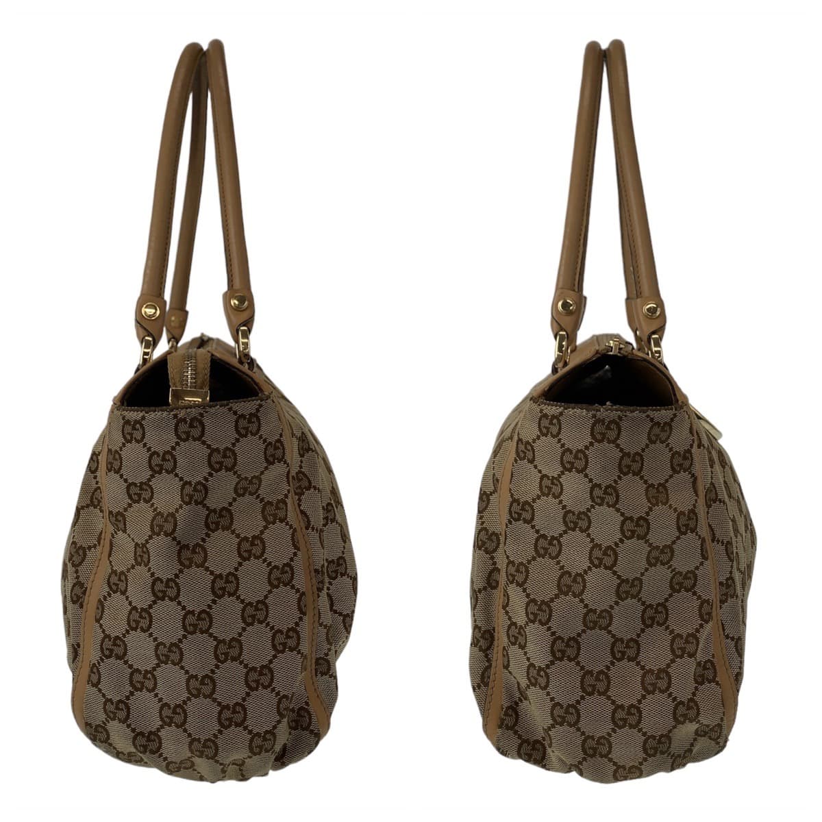 10626
GUCCI グッチ アビー ベージュ ブラウン ゴールド金具 GGキャンバス / レザー 189831 トートバッグ ショルダーバッグ ハンドバッグ  レディース