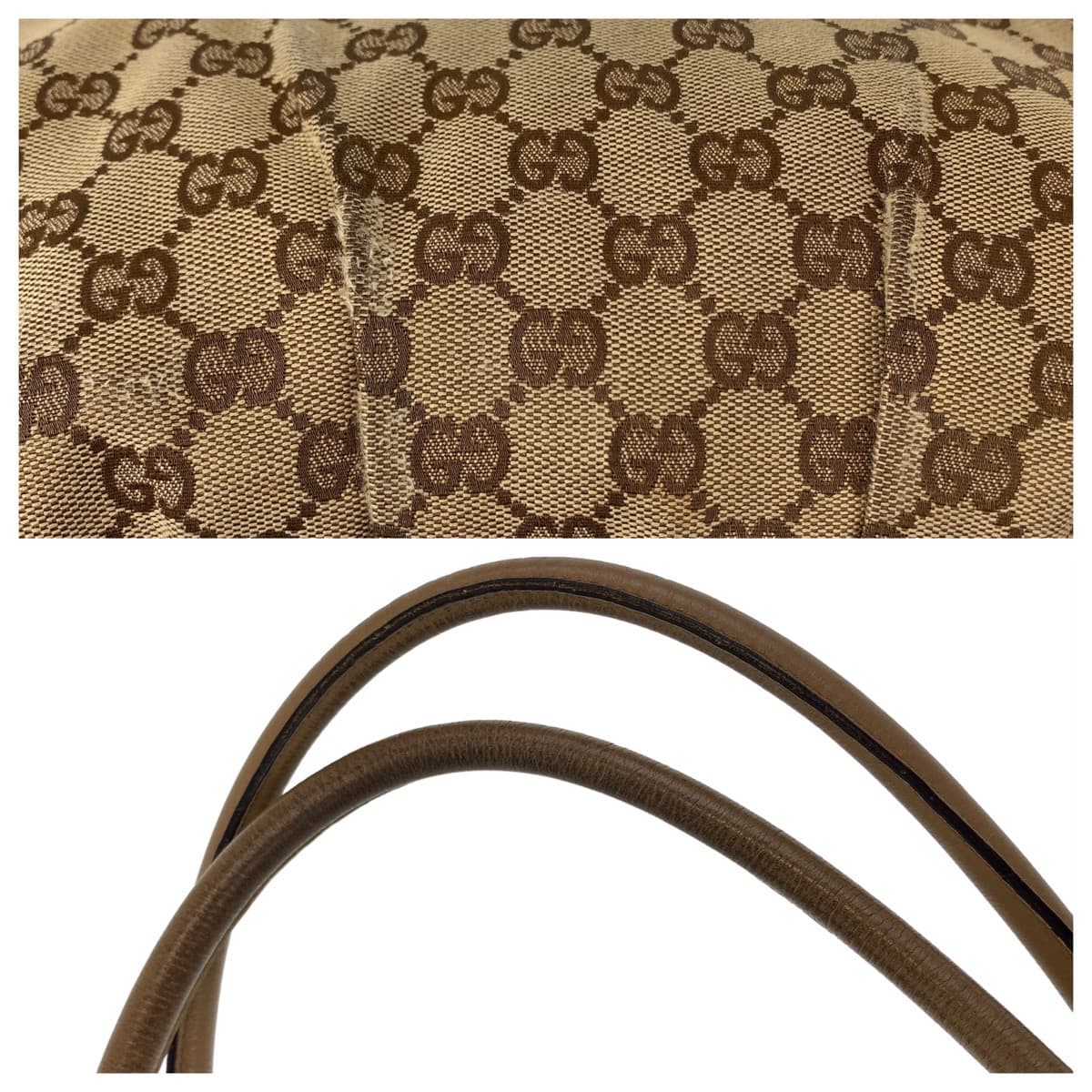 10626
GUCCI グッチ アビー ベージュ ブラウン ゴールド金具 GGキャンバス / レザー 189831 トートバッグ ショルダーバッグ ハンドバッグ  レディース