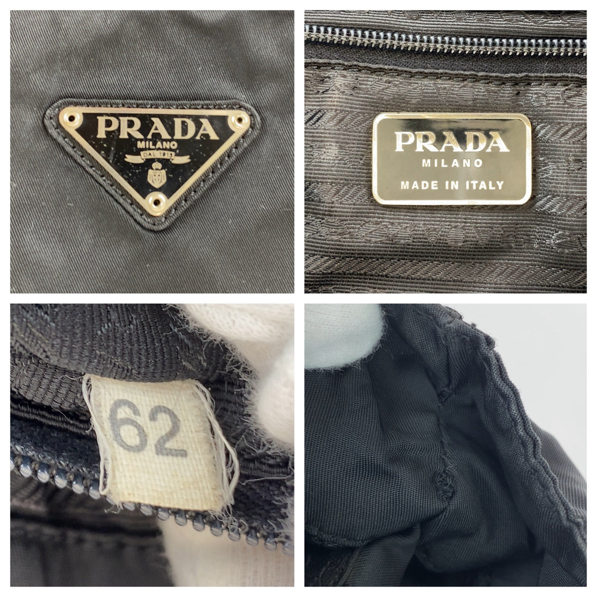 10633
PRADA プラダ テスート 三角ロゴプレート ブラック ナイロン トートバッグ ハンドバッグ  レディース