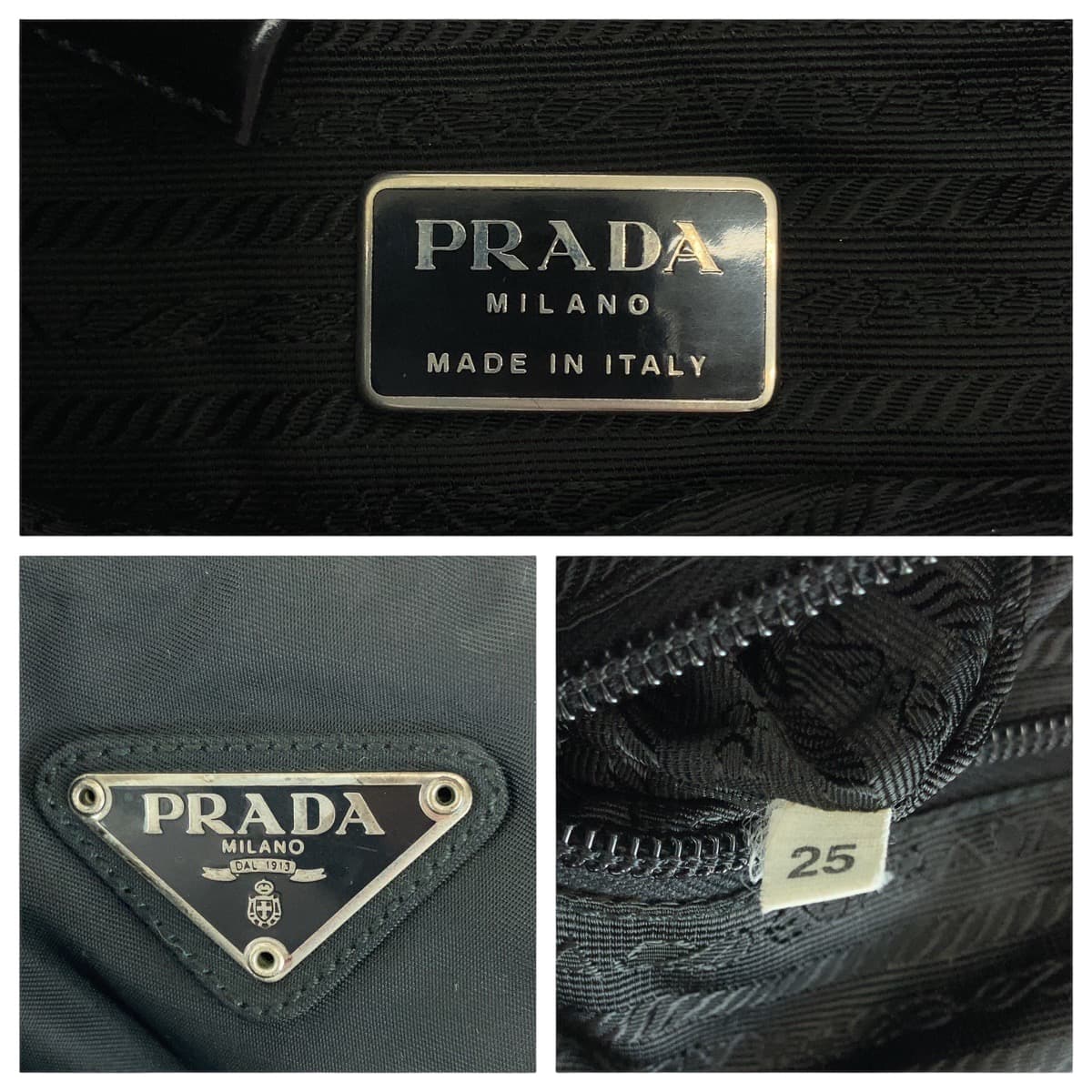 12523
PRADA プラダ テスート 三角ロゴプレート ブラック 黒 シルバー金具 ナイロン B5880F トートバッグ ショルダーバッグ  レディース