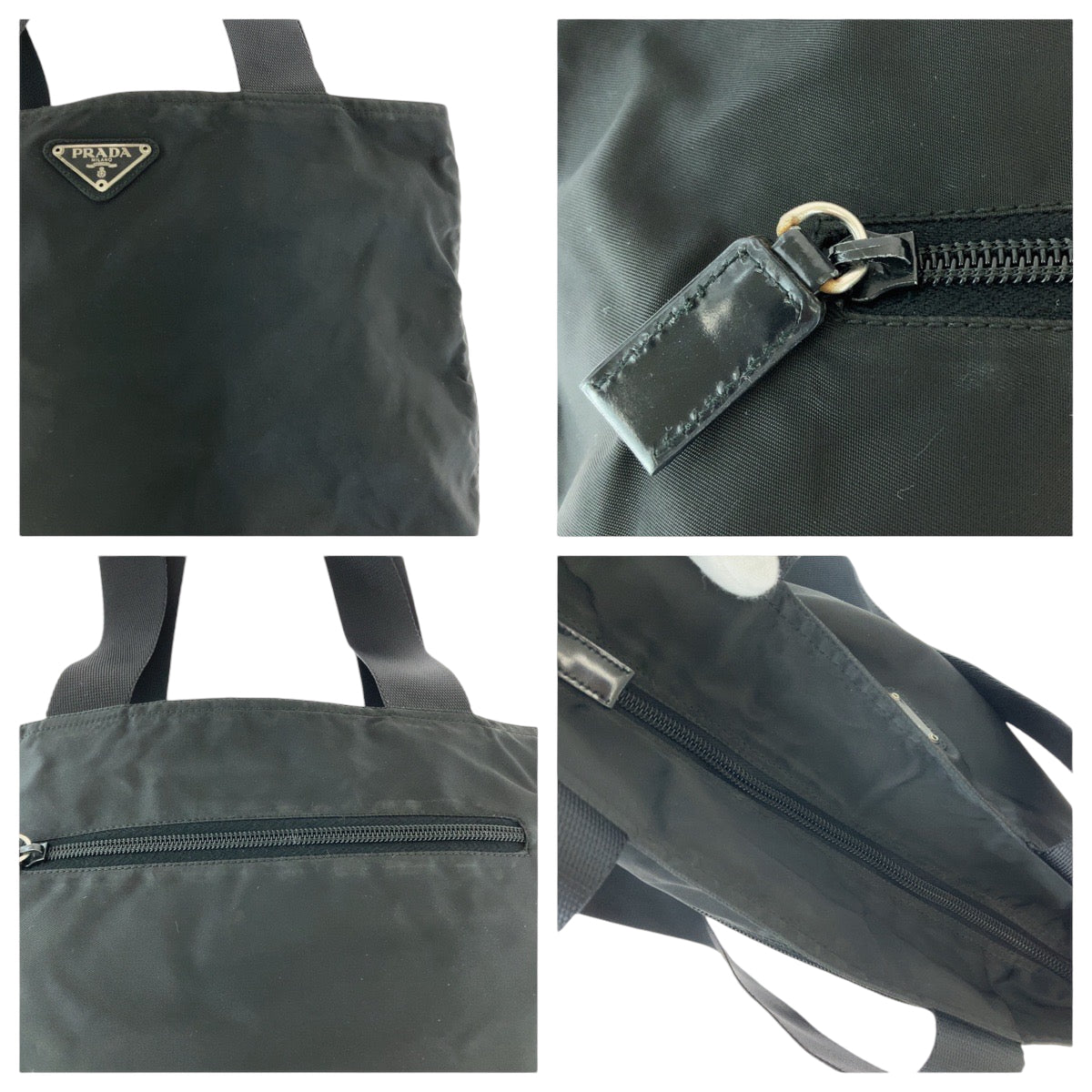 12523
PRADA プラダ テスート 三角ロゴプレート ブラック 黒 シルバー金具 ナイロン B5880F トートバッグ ショルダーバッグ  レディース