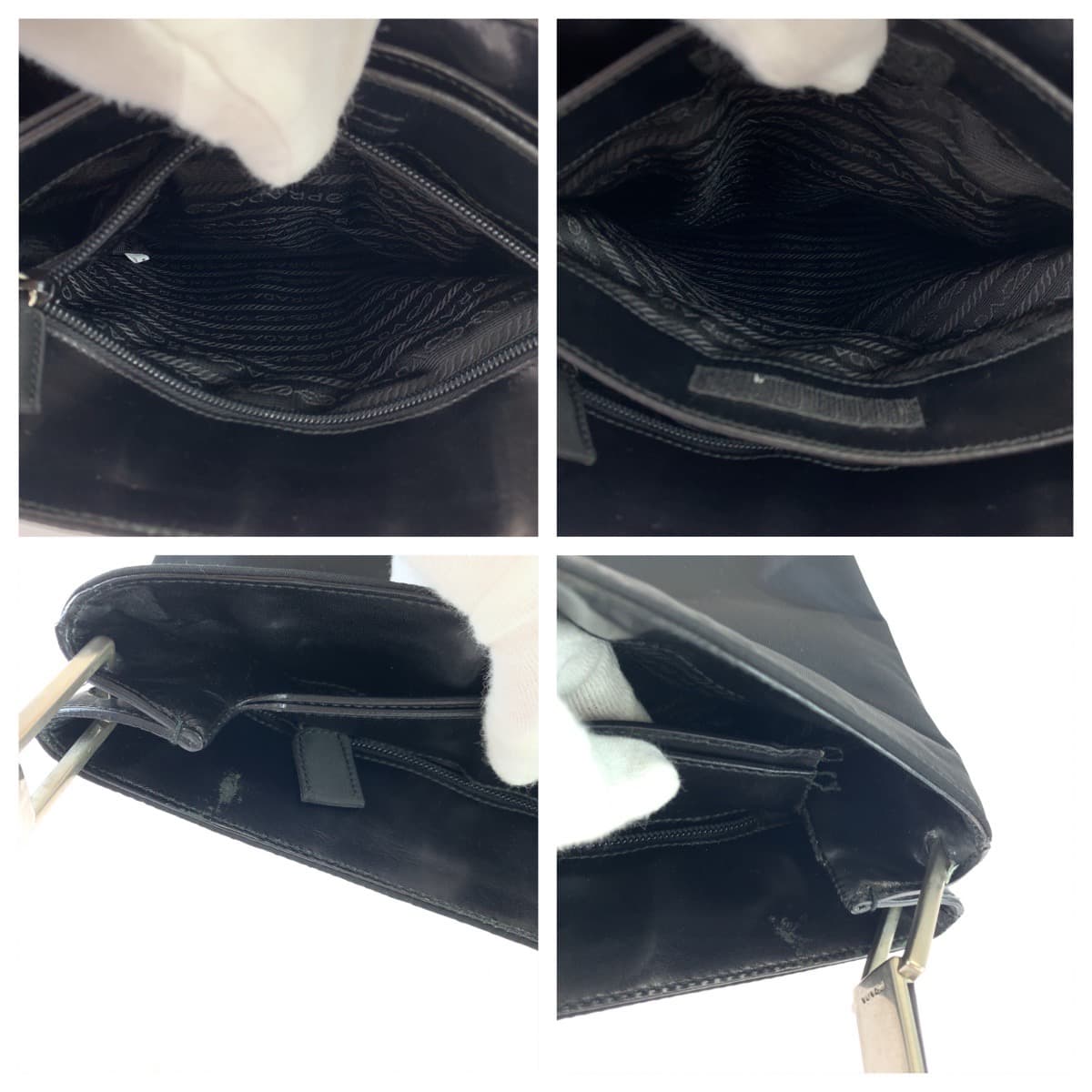 10634
PRADA プラダ テスート プラハンドル ブラック 黒 ナイロン / レザー ホーボー ショルダーバッグ ハンドバッグ  レディース