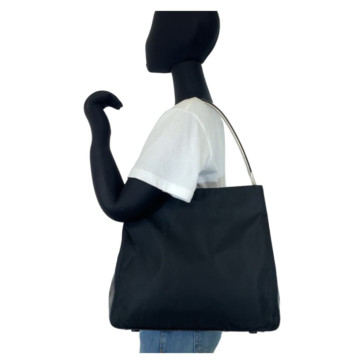 10634
PRADA プラダ テスート プラハンドル ブラック 黒 ナイロン / レザー ホーボー ショルダーバッグ ハンドバッグ  レディース