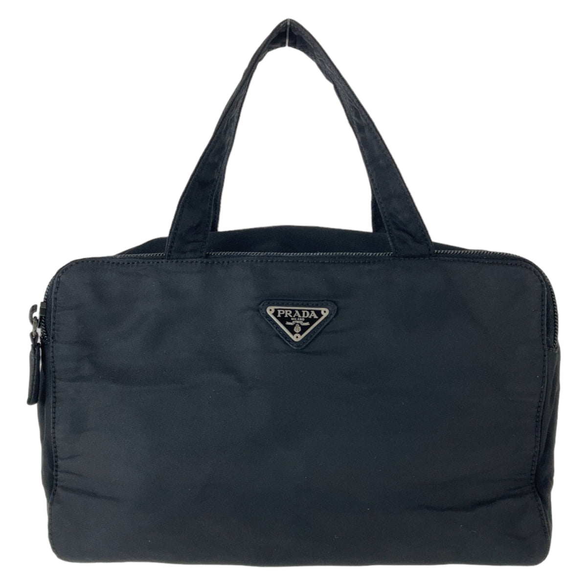 12522
PRADA プラダ テスート 三角ロゴプレート ブラック 黒 シルバー金具 ナイロン ハンドバッグ ミニボストンバッグ  レディース