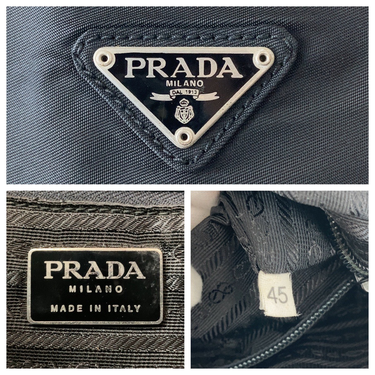 12522
PRADA プラダ テスート 三角ロゴプレート ブラック 黒 シルバー金具 ナイロン ハンドバッグ ミニボストンバッグ  レディース