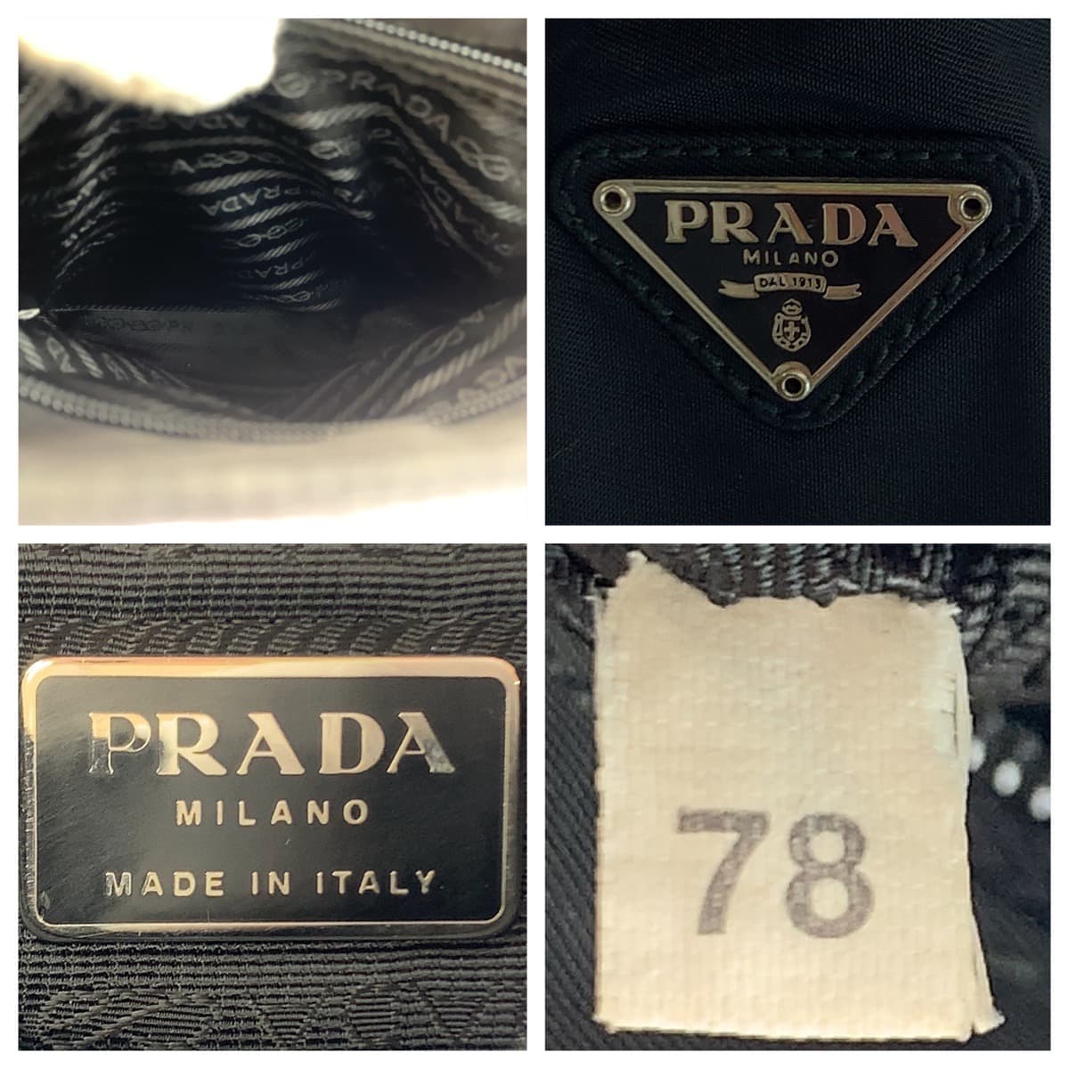 10635
 PRADA Prada Tessuto Triangle Logo Plastic Handle Black Nylon Hobo Shoulder Bag for Women