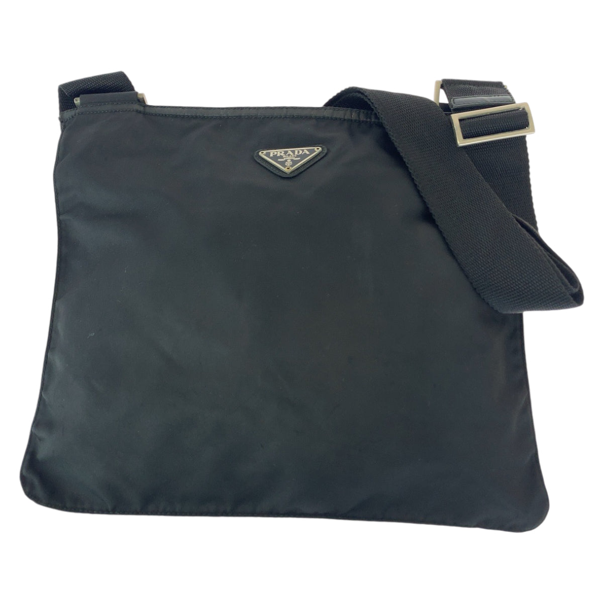 12521
PRADA プラダ テスート 三角ロゴプレート ブラック 黒 シルバー金具 ナイロン 斜め掛け ショルダーバッグ ポシェット  レディース