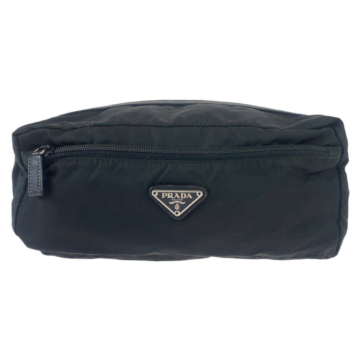 10636
PRADA プラダ テスート 三角ロゴプレート ブラック ナイロン クラッチバッグ ポーチ 男女兼用  メンズ