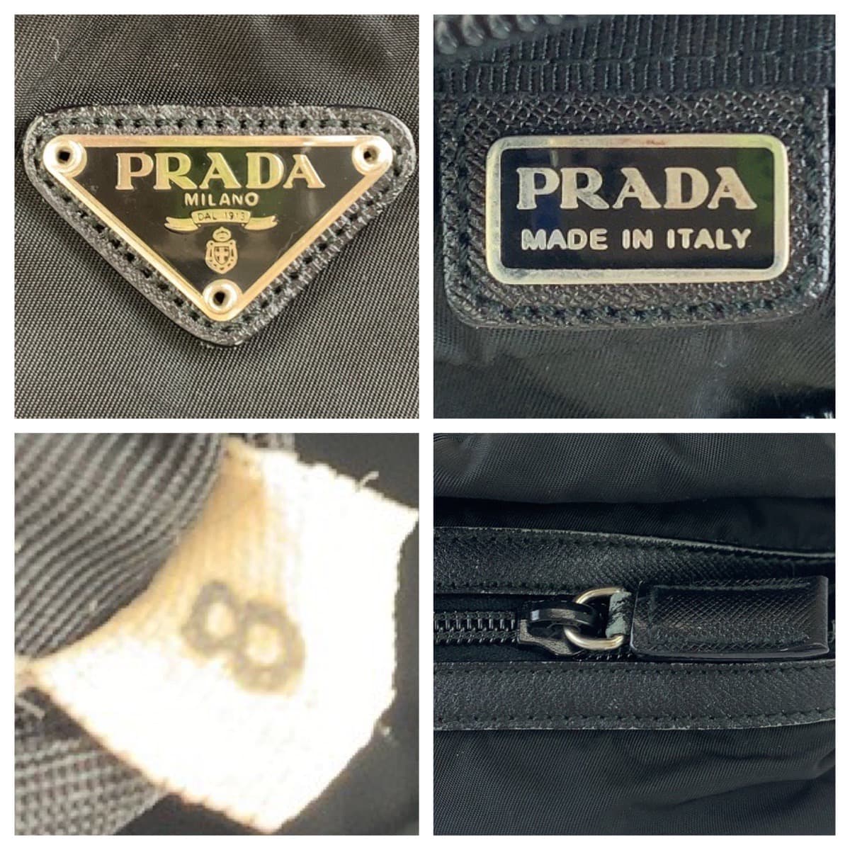 10636
PRADA プラダ テスート 三角ロゴプレート ブラック ナイロン クラッチバッグ ポーチ 男女兼用  メンズ