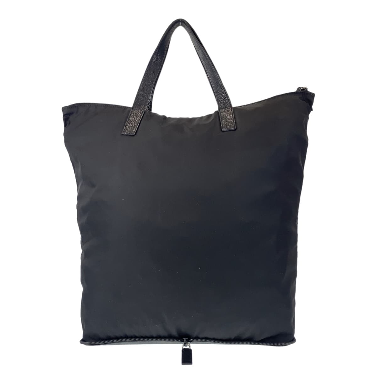 10637
 
PRADA Tessuto Triangle Logo Plate Unisex Black Silver Hardware Nylon/Leather Tote Bag Handbag Foldable Bag Women's