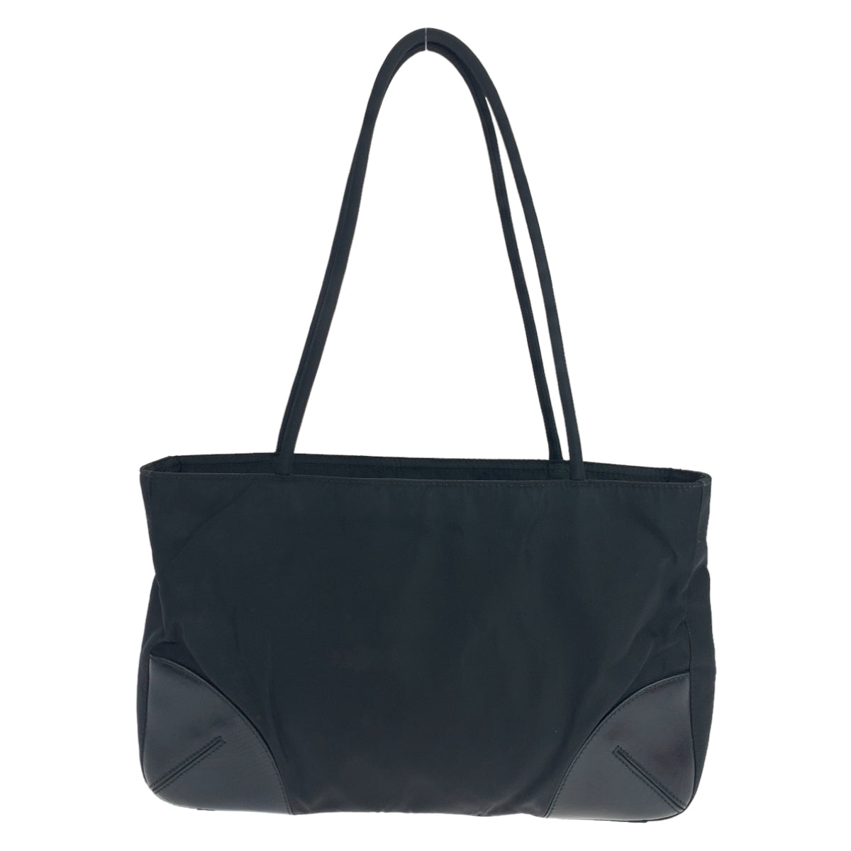 PRADA Prada Tessuto Triangle Logo Plate Black Silver Hardware Nylon Tote Bag Handbag Women's