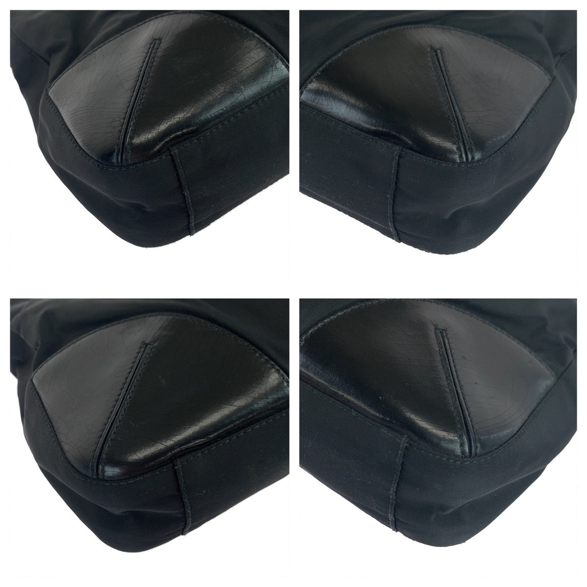 PRADA Prada Tessuto Triangle Logo Plate Black Silver Hardware Nylon Tote Bag Handbag Women's