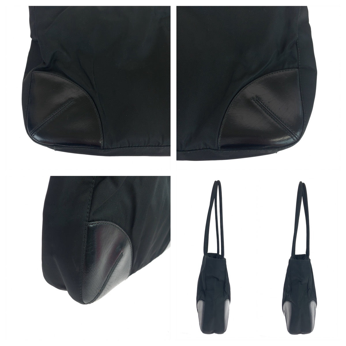 PRADA Prada Tessuto Triangle Logo Plate Black Silver Hardware Nylon Tote Bag Handbag Women's