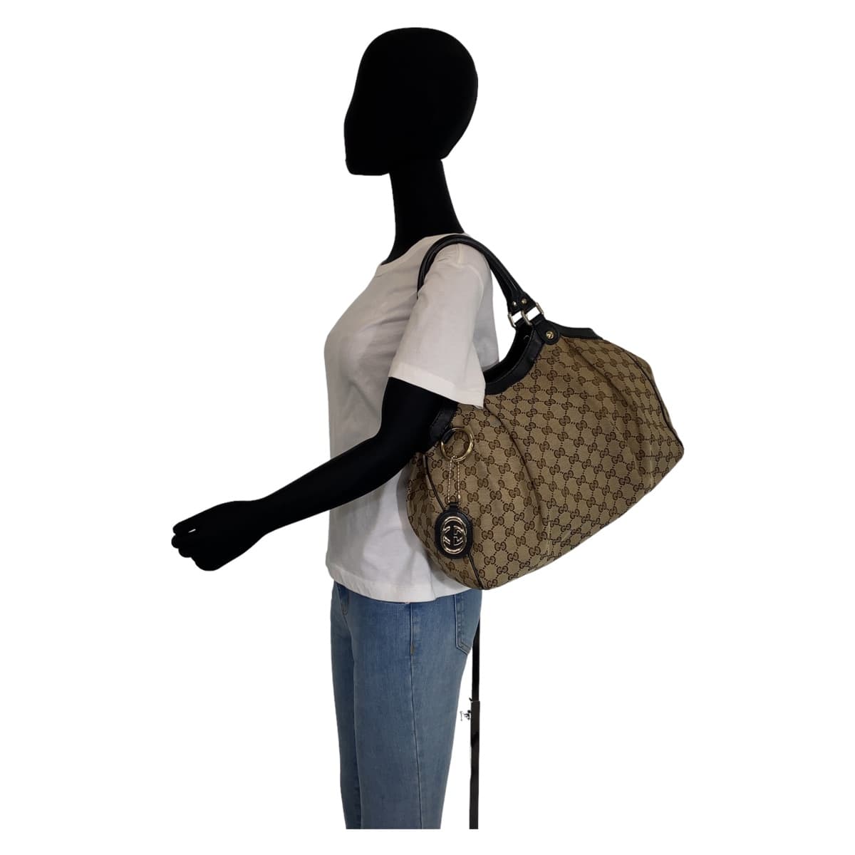 GUCCI グッチ スーキー ベージュ ブラウン 茶 ゴールド金具 GGキャンバス 211944 ショルダーバッグ 肩掛け  レディース