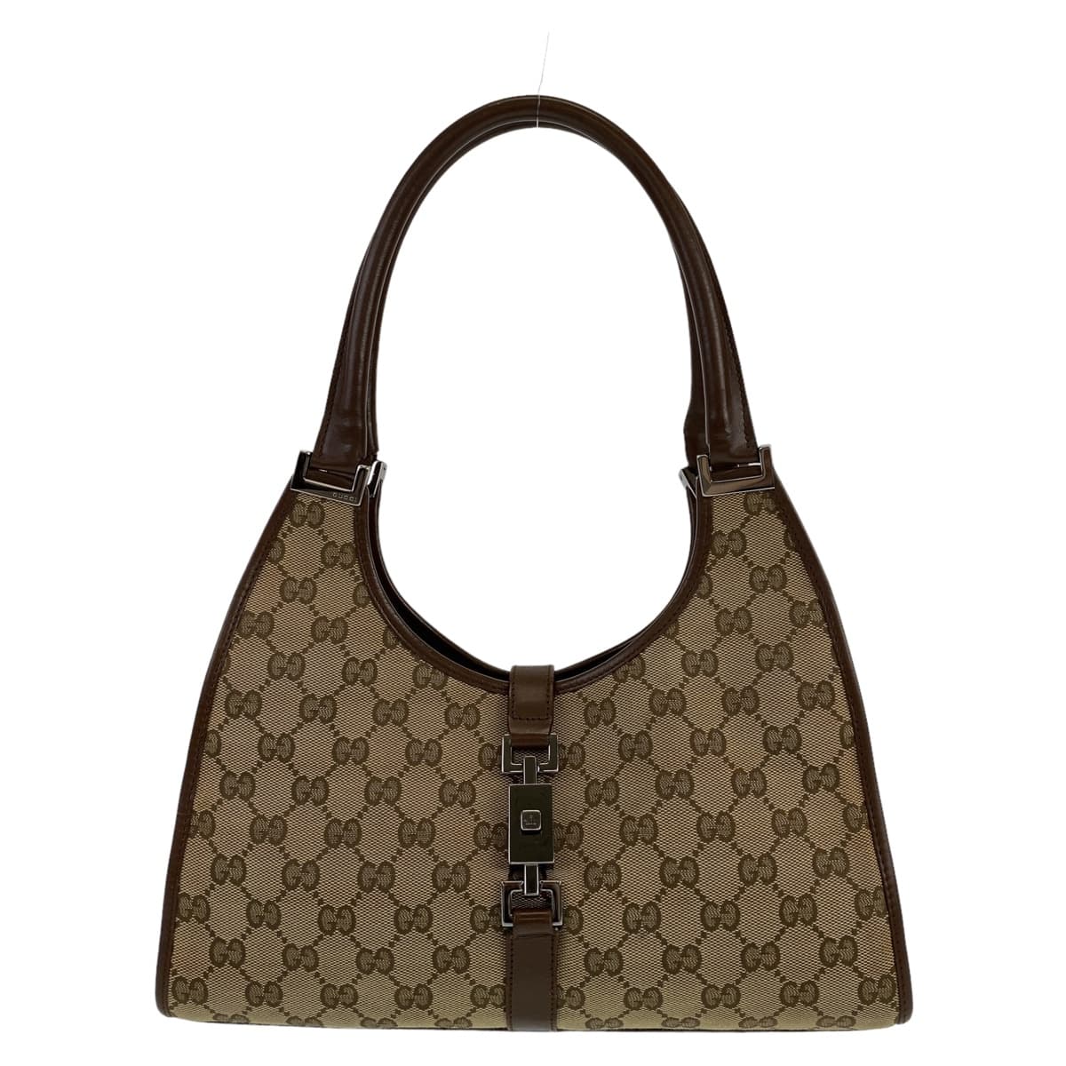 GUCCI グッチ ジャッキー ブラウン 茶 ベージュ シルバー金具 GGキャンバス / レザー 0021067 ワンショルダーバッグ 肩掛け  レディース
