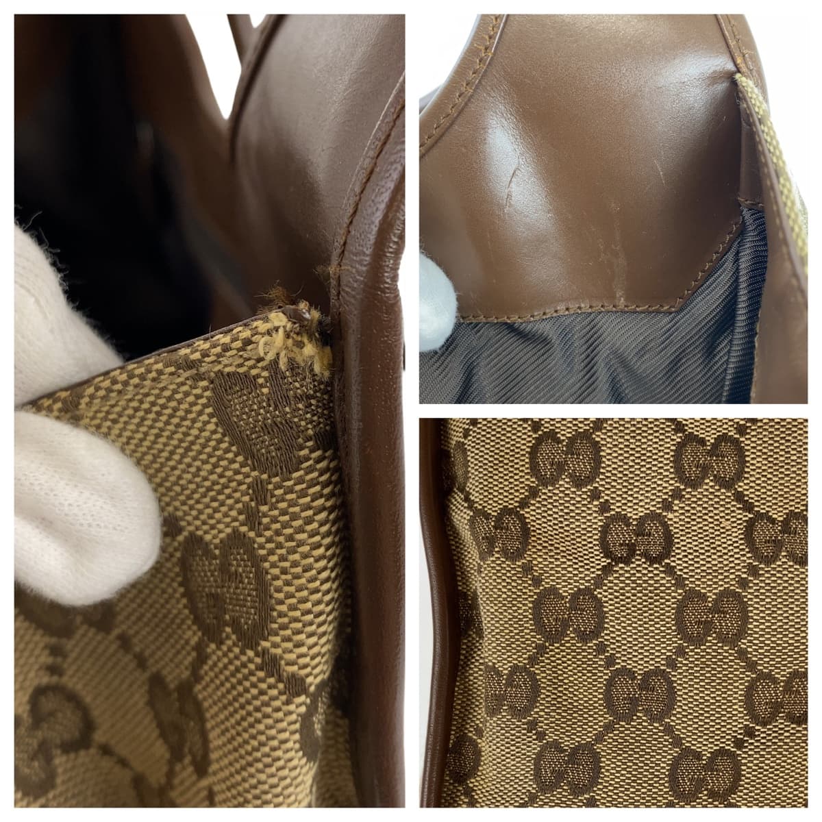 GUCCI グッチ ジャッキー ブラウン 茶 ベージュ シルバー金具 GGキャンバス / レザー 0021067 ワンショルダーバッグ 肩掛け  レディース