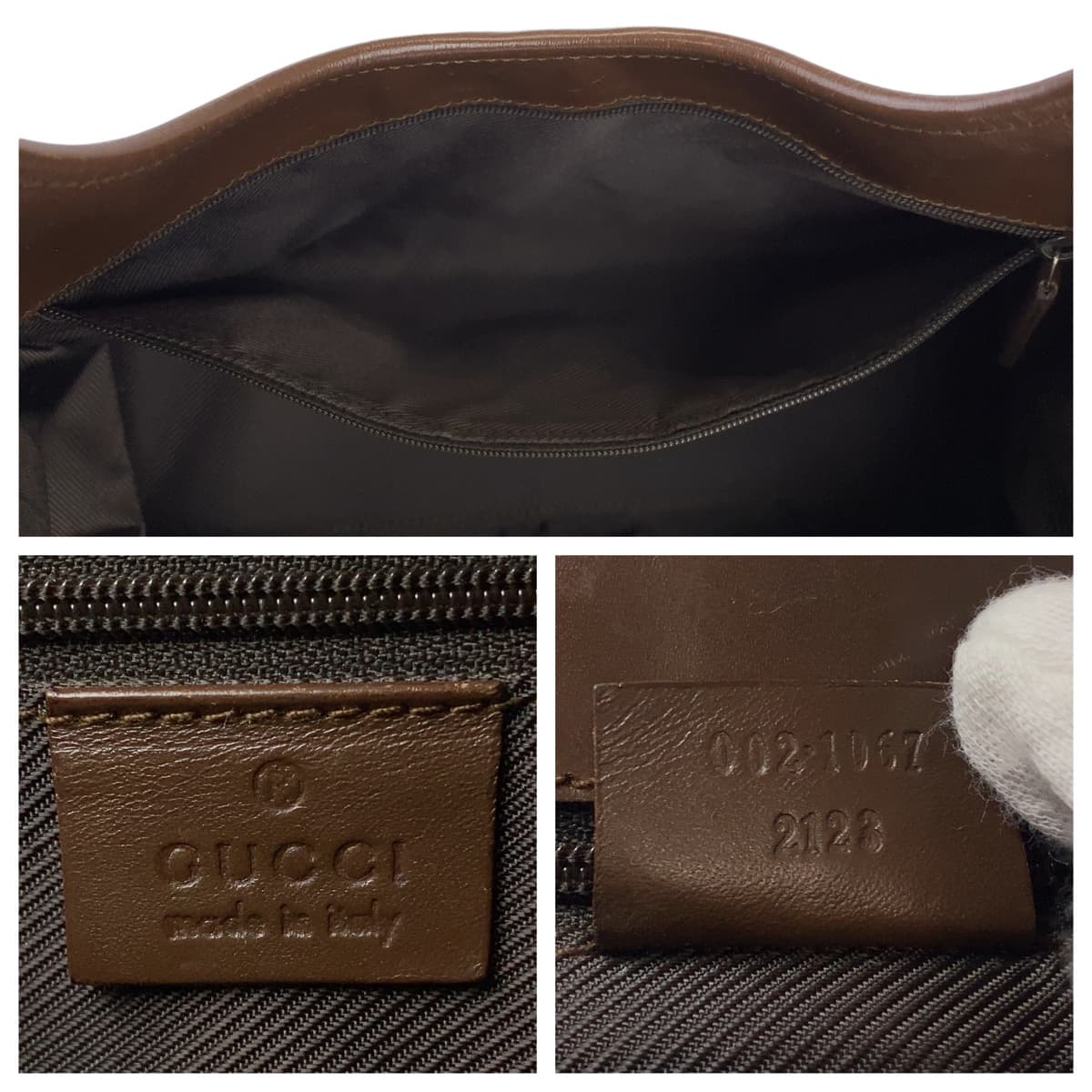 GUCCI グッチ ジャッキー ブラウン 茶 ベージュ シルバー金具 GGキャンバス / レザー 0021067 ワンショルダーバッグ 肩掛け  レディース