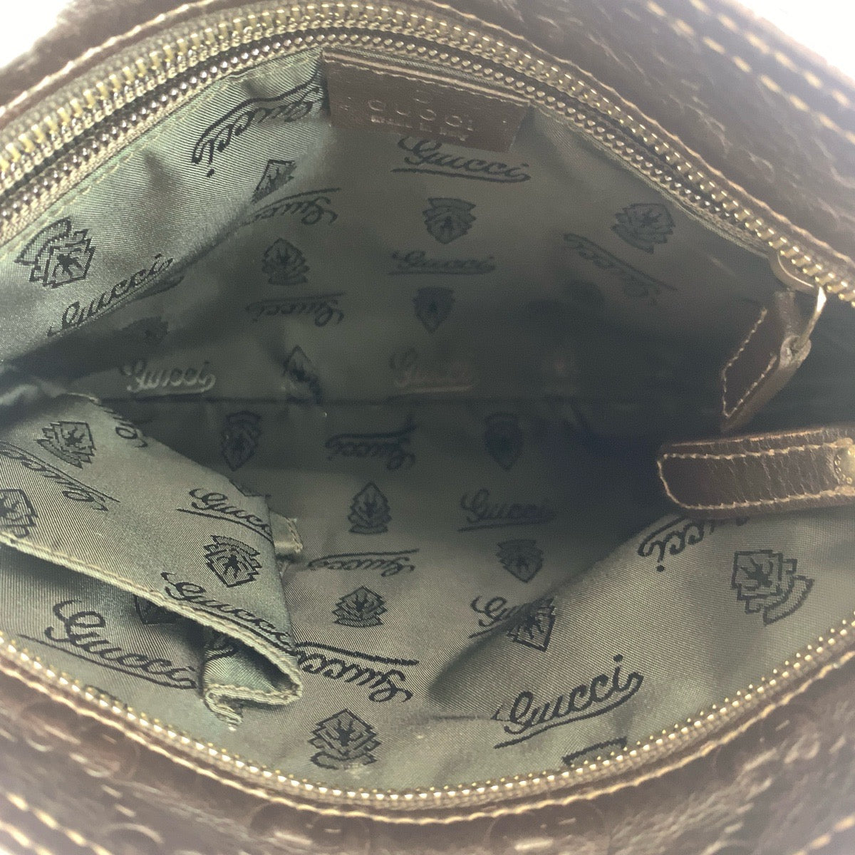 10642
 GUCCI Guccissima Brown Silver Hardware Leather 201538 Shoulder Bag Crossbody Women's