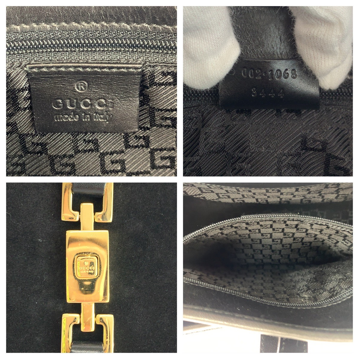 GUCCI グッチ ジャッキー ブラック 黒 ゴールド金具 スウェード 002 1068 ハンドバッグ 肩掛け  レディース