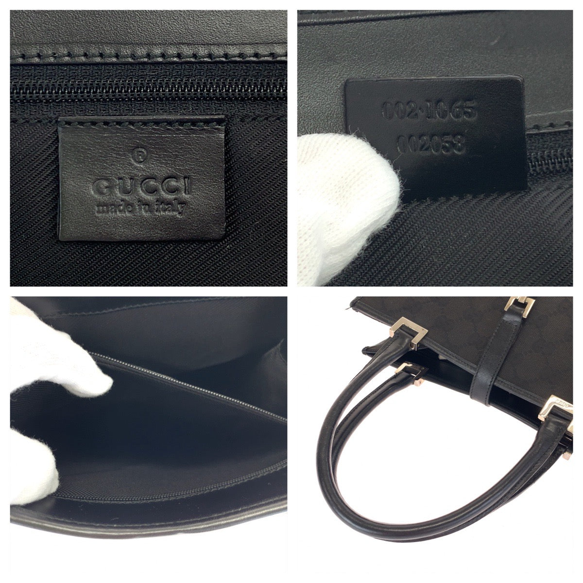 10643
GUCCI グッチ ジャッキー ブラック 黒 シルバー金具 GGキャンバス 002 1065 トートバッグ ハンドバッグ  レディース ABP25