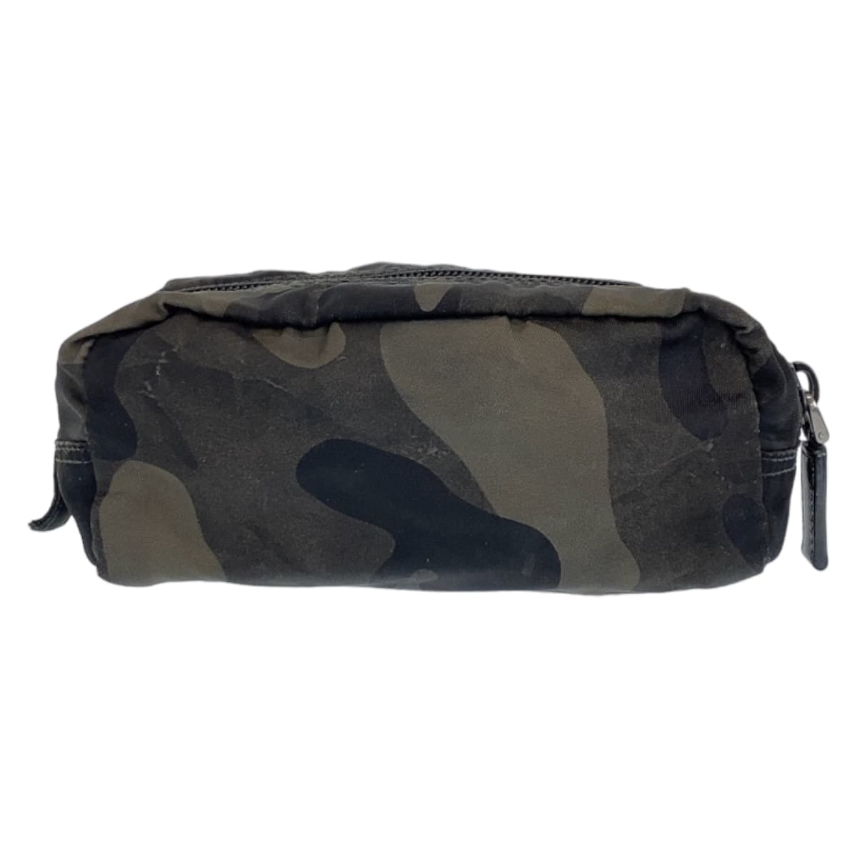 PRADA Prada Triangle Logo Tessuto Khaki Camouflage Nylon Pouch Makeup Pouch for Women