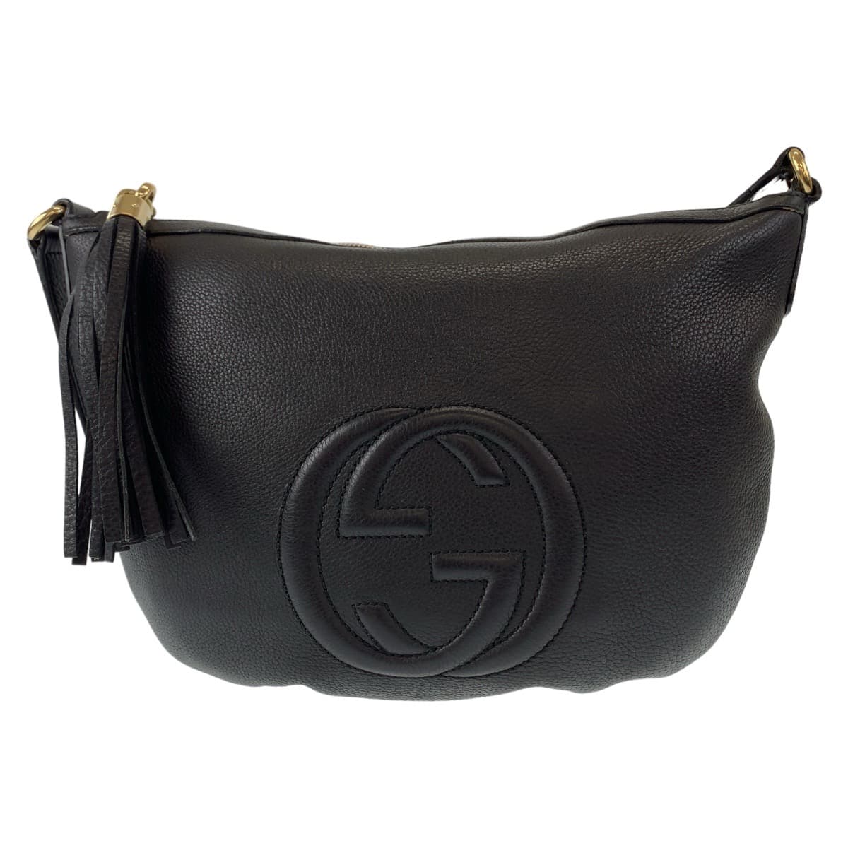 GUCCI グッチ ソーホー インターロッキングG タッセル ブラック 黒 ゴールド金具 レザー 308361 ショルダーバッグ 斜め掛け  レディース