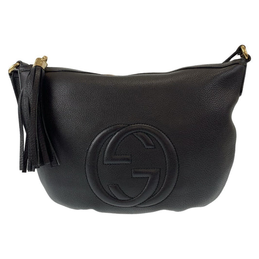 GUCCI グッチ ソーホー インターロッキングG タッセル ブラック 黒 ゴールド金具 レザー 308361 ショルダーバッグ 斜め掛け  レディース