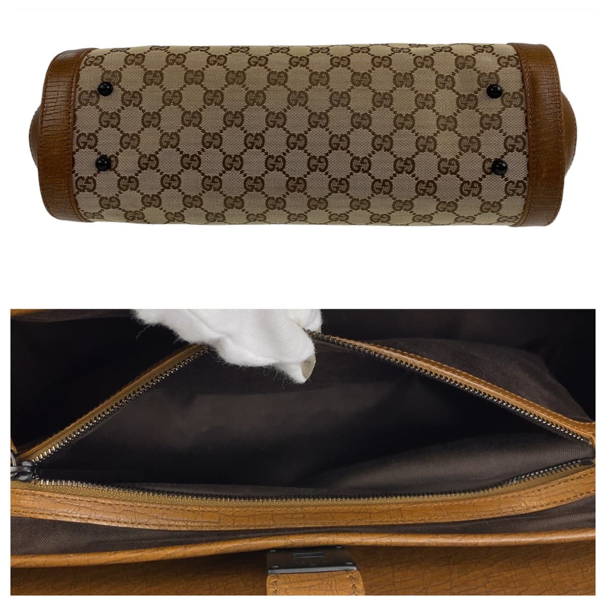 10650
GUCCI グッチ バンブー ブラウン 茶 キャメル ベージュ ブラック金具 GGキャンバス 111715 ショルダーバッグ  筒型 肩掛け  レディース
