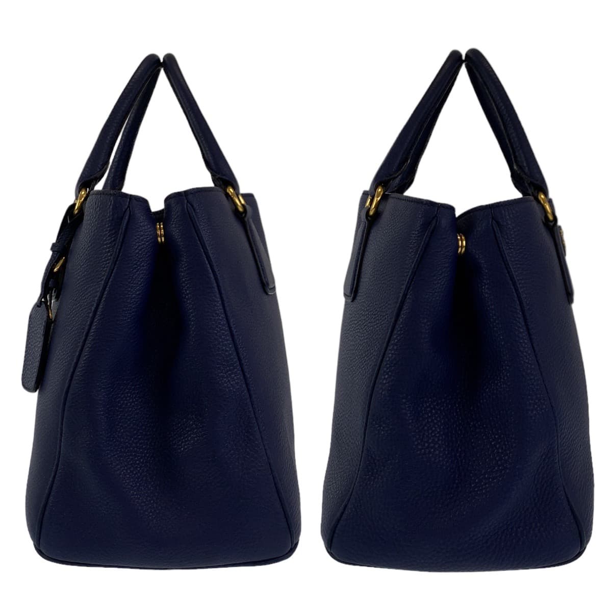 10652
PRADA プラダ ヴィッテロダイノ ガレリア ネイビー 紺 ゴールド金具 レザー トートバッグ ハンドバッグ ショルダーバッグ 2way  レディース