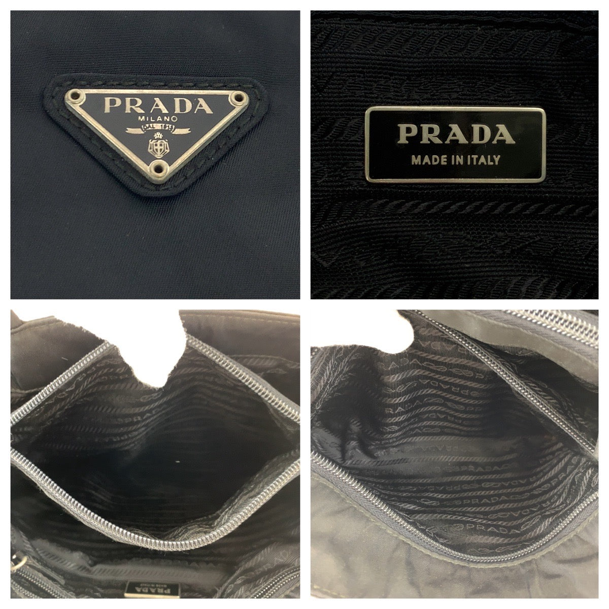 10654
PRADA プラダ テスート 三角ロゴプレート ブラック 黒 シルバー金具 ナイロン トートバッグ ショルダーバッグ  レディース