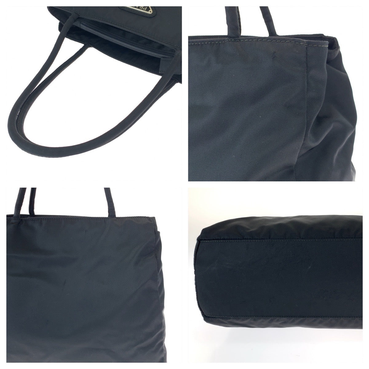 10654
PRADA プラダ テスート 三角ロゴプレート ブラック 黒 シルバー金具 ナイロン トートバッグ ショルダーバッグ  レディース